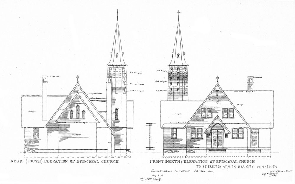 St. Paul's Episcopal Church of Virginia MN, Elevation drawings